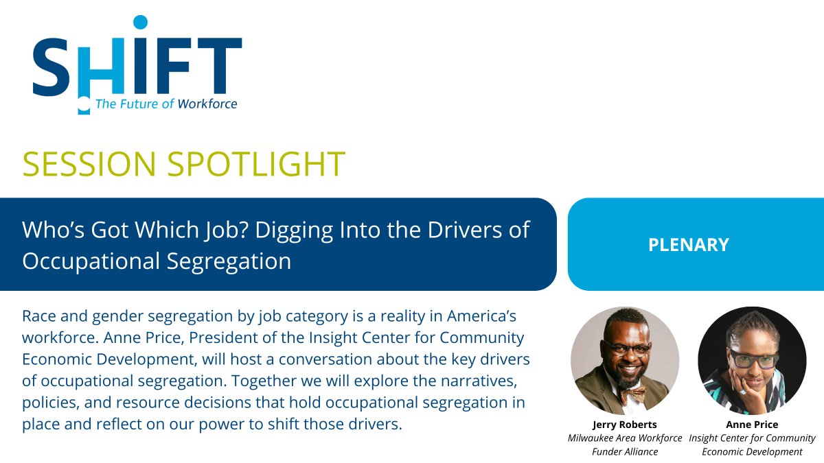 Join <a href="/AnnePriceICCED/">Anne Price</a> (<a href="/InsightCCED/">InsightCCED</a>) and <a href="/JROB04/">Jerry Roberts</a> for a #SHIFTWorkforce plenary on the drivers of occupational segregation. convening.nationalfund.org/sessions/