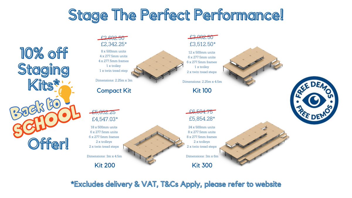 StageSystemsltd's tweet photo. New Term Offers on Portable Staging!  Contact us for a no-obligation quote! info@stagesystems.co.uk 01509 611021.
#teacher #primaryschool #schoolstage #schoolplay #dramateacher #teachertwitter #teacherlife #performance #schoolperformance #secondaryschool #highereducation #drama https://t.co/B2xBOXf08b