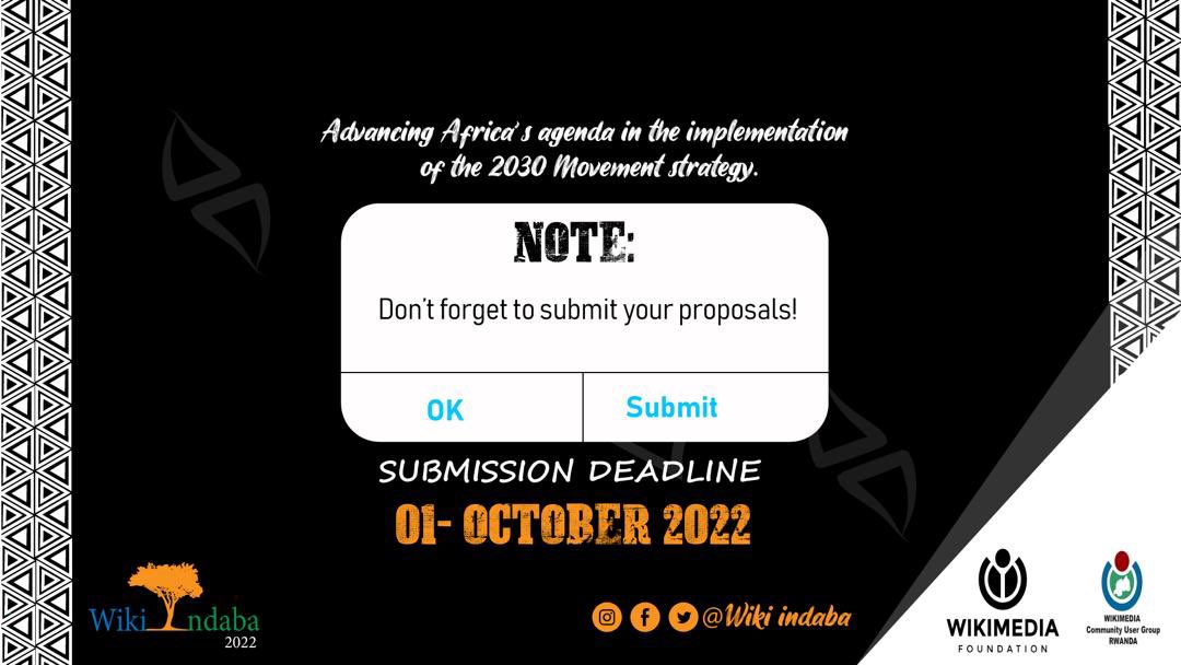 OSKRwanda's tweet photo. Hello, dear Wikipedian global community.
This is a reminder for Wikipedians volunteers, you have interest in #WikiIndabaRw2022  which will take place in Kigali -#RWANDA 

Apply now 🥳
In  the link below👇https://t.co/hL1SkRtFux https://t.co/qUTxNTo0l4