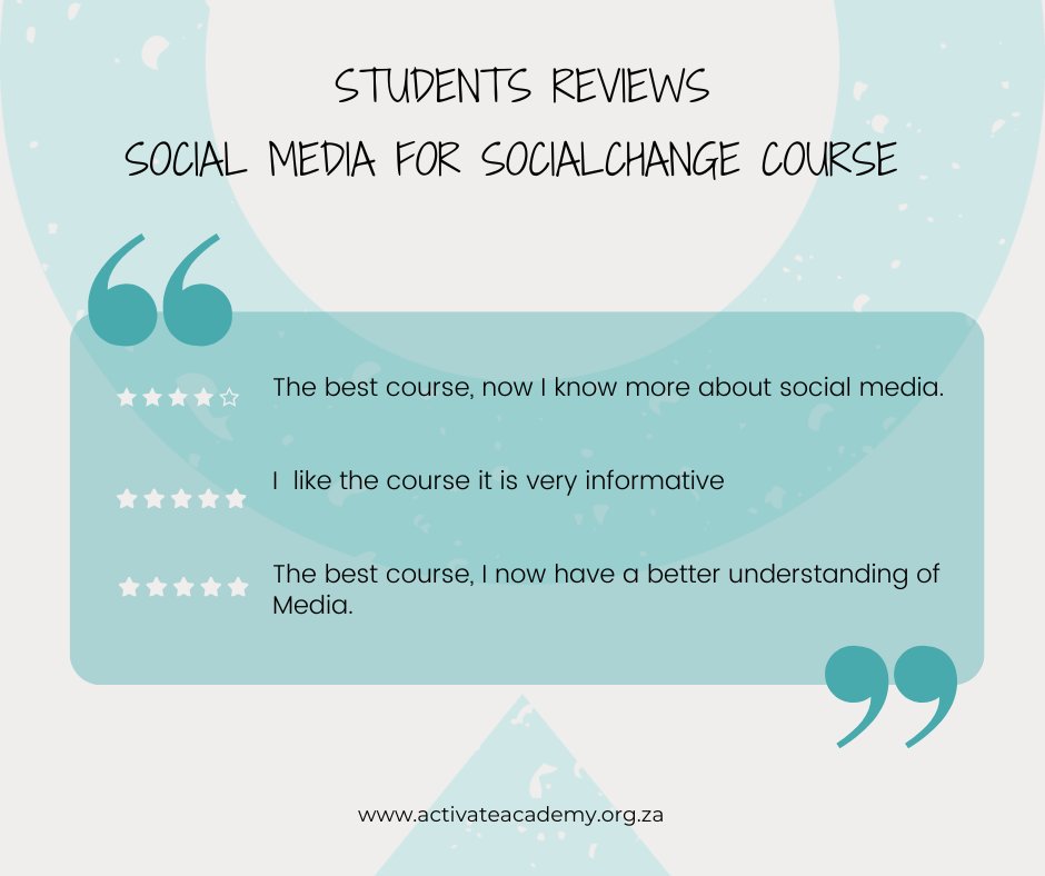 We love hearing from our students, and this week was no different. We received some interesting feedback from students interested in the world of social media.

Register for our Social Media For Social Change Course: bit.ly/3LHWSVY

#activateacademy #ignitingyourflame