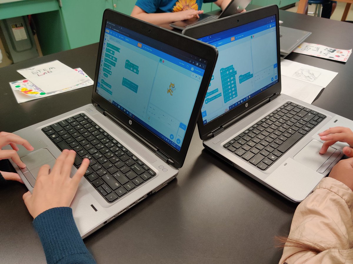 bquentin3's tweet photo. STEM lab round 2 starts today @Sinclair_ES! 4th grade is creating @scratch projects with the music and @makeymakey extensions as the first step in their musical instrument building challenge. https://t.co/88ltER2kBF