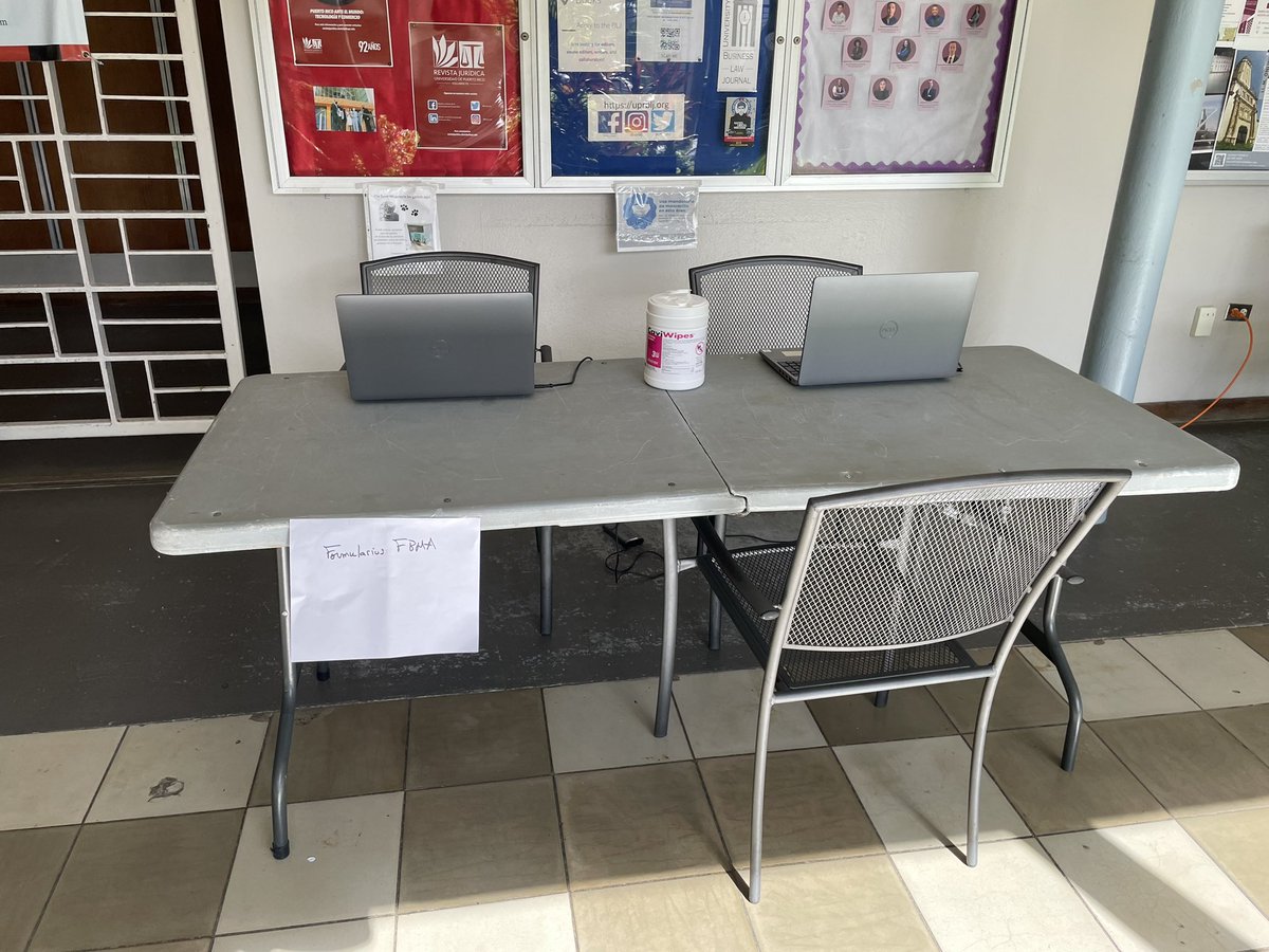 Derecho_UPR's tweet photo. Centro de Acopio en la Escuela de Derecho UPR disponible para estudiantes, empleados y comunidad. Brindamos apoyo para completar formulario FEMA. Espacio para recargar equipos. Hoy lunes 26 de septiembre de 9:00am a 12:00md. ¡Te esperamos! https://t.co/NezIn16tCp
