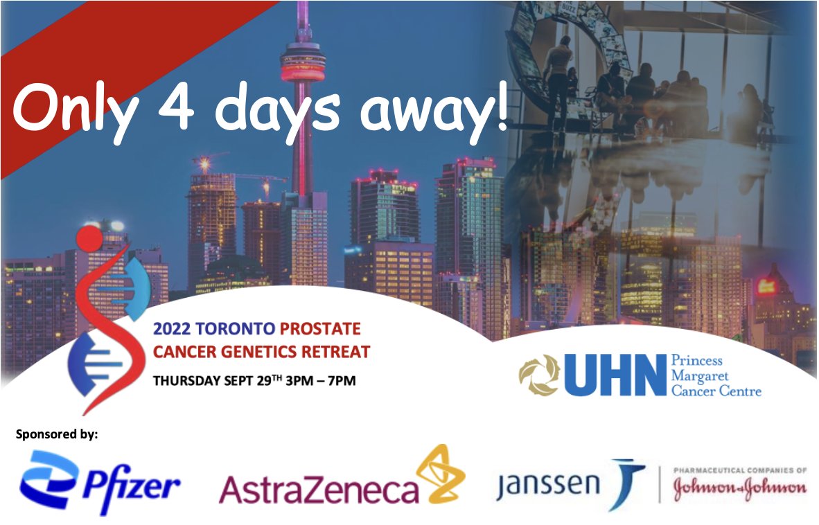 📢 ONLY 4 DAYS TO GO until the 2022 Toronto Prostate Cancer Genetics Retreat hosted by Dr. Neil Fleshner and Dr. Raymond Kim of Princess Margaret Cancer Centre.

If you are interested in participating please join the Zoom link below:
us06web.zoom.us/j/85021001389