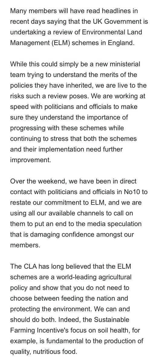 .<a href="/CLAtweets/">Country Land & Business Assn</a> represents not nature organisations but farmers and landowners managing approximately half of all our land. Here is the CLA’s punchy statement calling on the government to stay the course on rolling out the vital Environmental Land Management scheme.