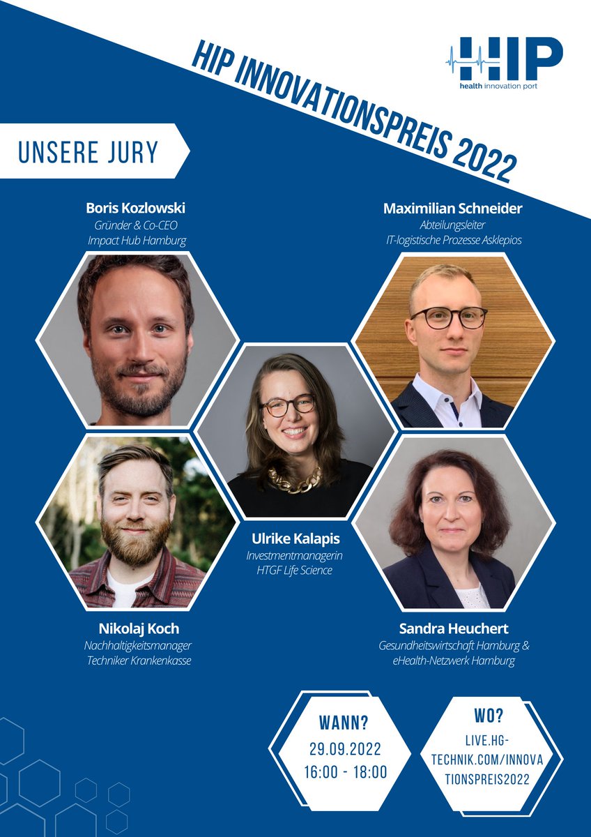 📢Die Jury für den diesjährigen #Innovationspreis steht fest. Voller Vorfreude dürfen wir verkünden, dass Boris Kozlowski, Maximilian Schneider, Ulrike Kalapis, Nikolaj Koch und Sandra Heuchert die innovativen Ideen der acht #Startups am Donnerstag bewerten. 🚀