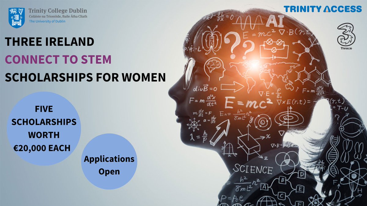 AccessTCD's tweet photo. Scholarship Applications are now open for 1st year female (including trans and gender-diverse) TCD STEM students! 🧪
Apply Now👉https://t.co/cKu2RP51jy
🗓️DEADLINE:7th October
20k across a 4 year degree! 👏
#TCD #TCDFreshers #TrinityAccess #STEM #WomeninStem #Scholarships https://t.co/hSPgdAjd5x