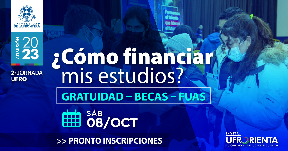AdmisionUfro's tweet photo. ¡Se viene la 2° Jornada UFRO: Beneficios Estudiantiles🙌! Te esperamos el sábado 8 de octubre con charlas de beneficios, asesoría FUAS, stands de facultades y recorridos por #UFRO 💙#admisión2023 #UFROrienta #temuco https://t.co/niOC0NaCnu