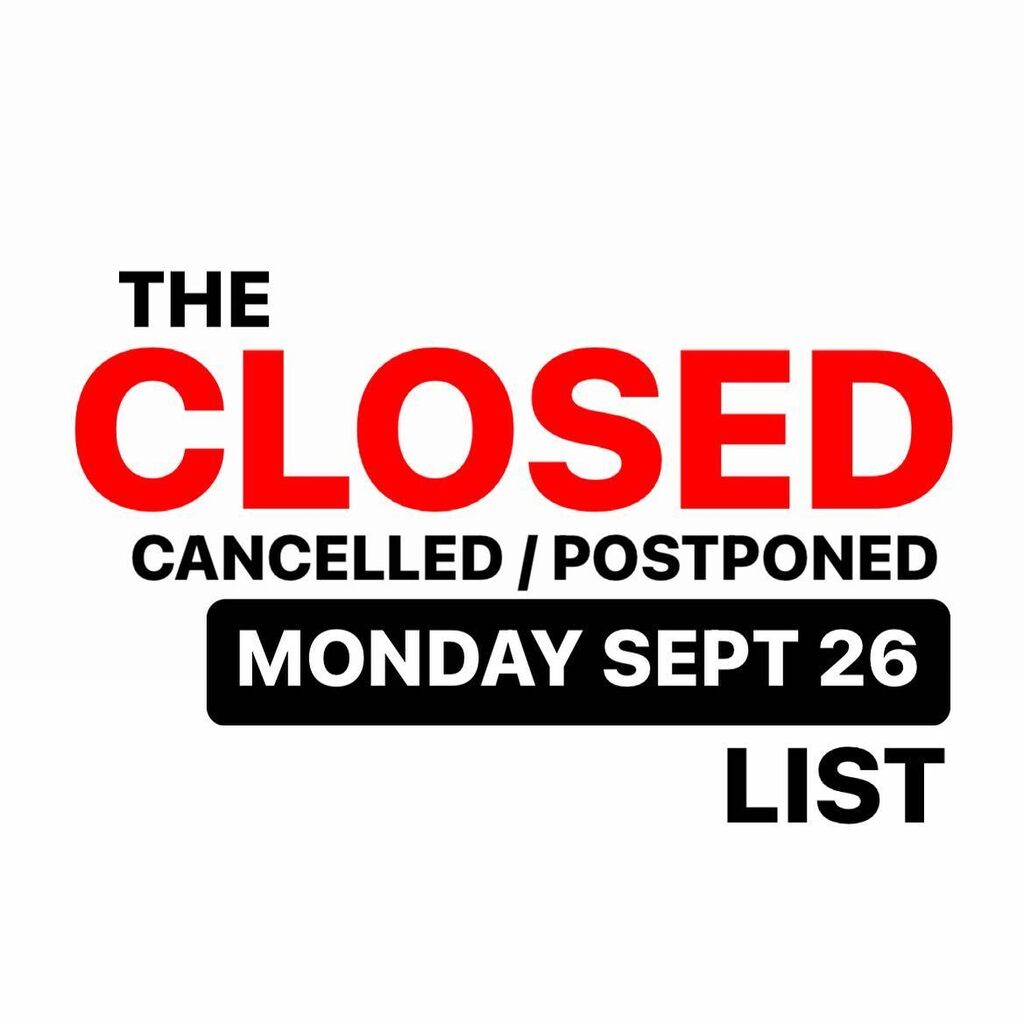 halifaxnoise's tweet photo. If you’re closed / know who’s closed / have an event that’s cancelled / postponed etc. drop details in the comments.

I’ll also post a “what’s open” version of this. https://t.co/uSixPLUfew https://t.co/7ExgtGGYKF