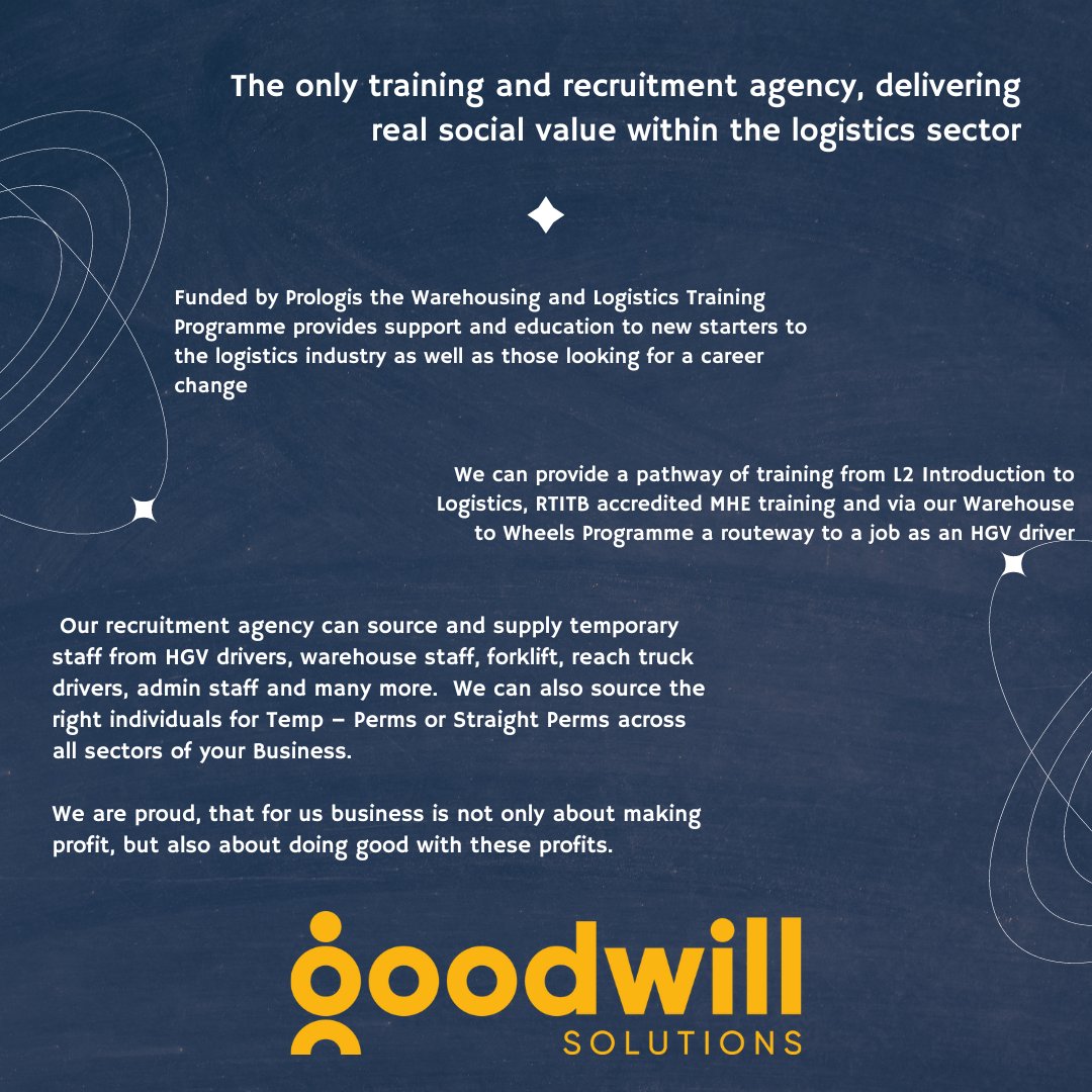 Our training and recruitment agency are delivering real social value within the logistics sector. #recruitement #logistics #socialvalue #goodwill