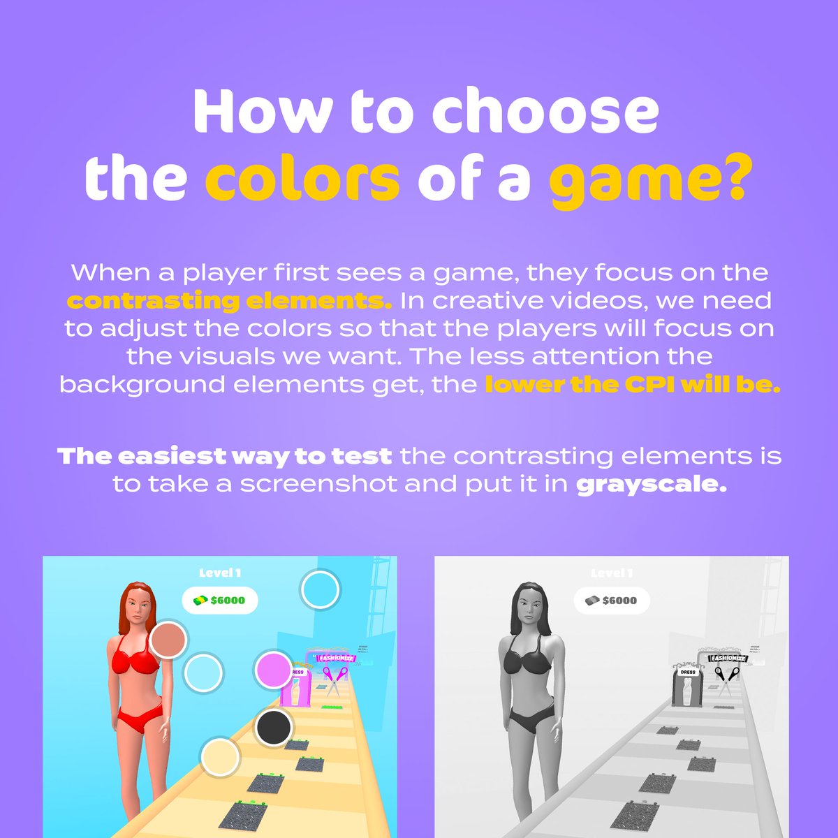 How to choose the colors of a game? You can easily discover tips like this with our Weekly Info Cards!