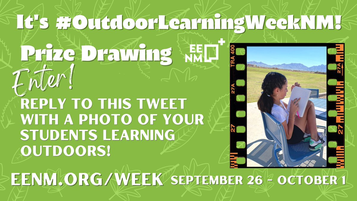 It's the first day of #OutdoorLearningWeekNM! Let’s get New Mexico’s kids #outdoors to learn! Enter the free Outdoor Learning Prize Drawing this week by replying to this Tweet with an #OutdoorLearning picture. Learn more: eenm.org/week #EnviroEd #teachers #educators