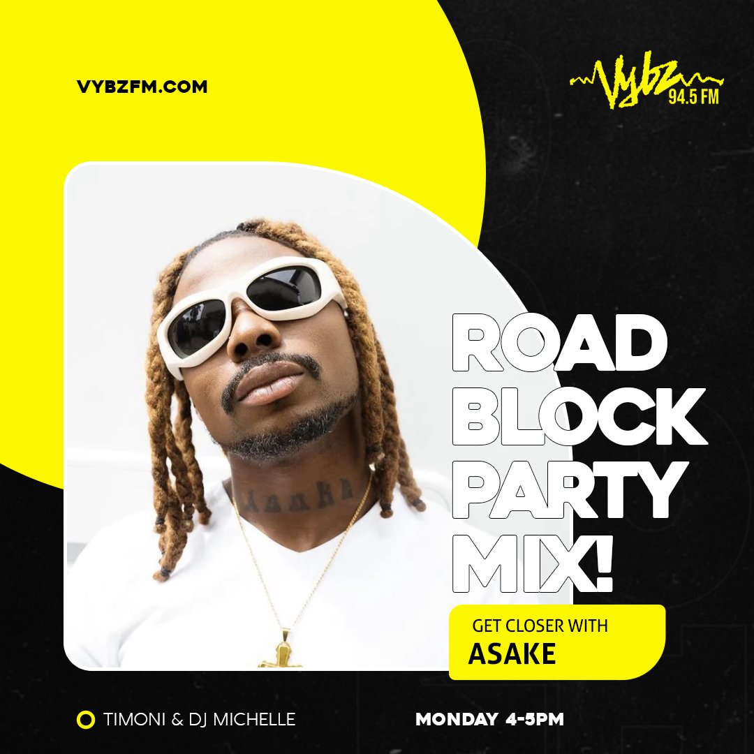 vybz945fmlagos's tweet photo. 🥳 Get ready for the Road Block Party Mix - #RBPM today with your girl Timoni x DJ Michelle 🎶🎧 all about Mr. Money @asakemusik

 📌 DO NOT MISS THIS ONE 💣

📡 LIVE: https://t.co/rfJ8XxgCX3 

#Vybz945FMLagos #Vybz945FM https://t.co/1tf43aeeZ6