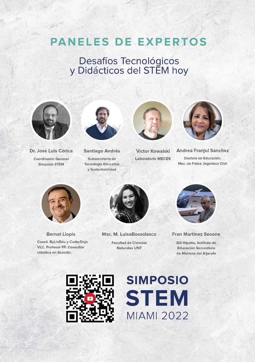Hoy a las 16:00, puedes acceder a "Desafíos Tecnológicos y Didácticos de STEM"
⤵️
SIMPOSIO STEM MIAMI 2022.
Puedes acceder a nuestras ponencias a través del código QR
🚀