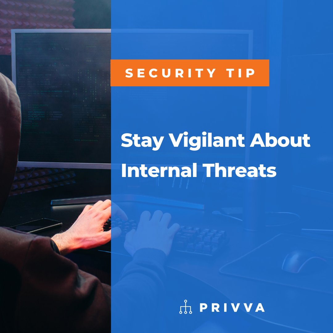 PrivvaInc's tweet photo. Internal threats can be just as problematic for an unprepared organization as third-party/external risks. Protect yourself by performing an internal audit, and examining employee security protocol across your business.

#riskmanagement #internalrisk #databreach #protectyourdata https://t.co/3PCfNPn1F5