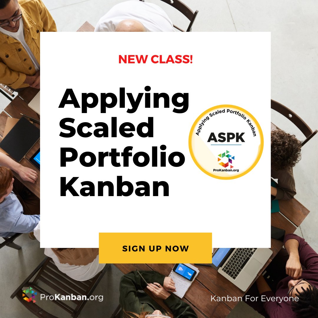 📣NEW CLASS ALERT📣

Launching the Applying Scaled Portfolio Kanban course at ProKanban!

Make the most of Kanban value flow across teams and organisational levels

⚠️Sign up for ASPK class today! prokanban.org/applying-scale…

#kanban #kanbanforeveryone #kanbanclass