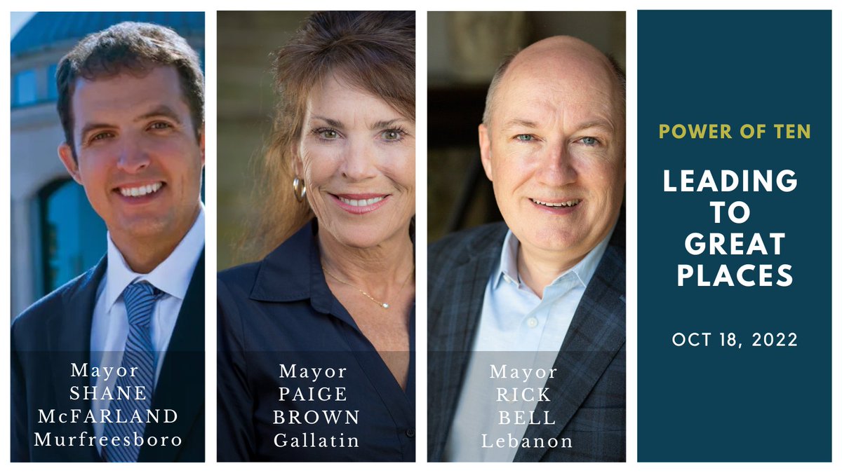 Join us at the Power of Ten on Oct 18. Mayors Bell (@TheBellTolls68), Brown (@EPaigeBrown), and McFarland (@smcfarlandmboro) will share their insights on what it takes to build vibrant, prosperous, and resilient communities. Register at ... ow.ly/KB9o50KOFtA