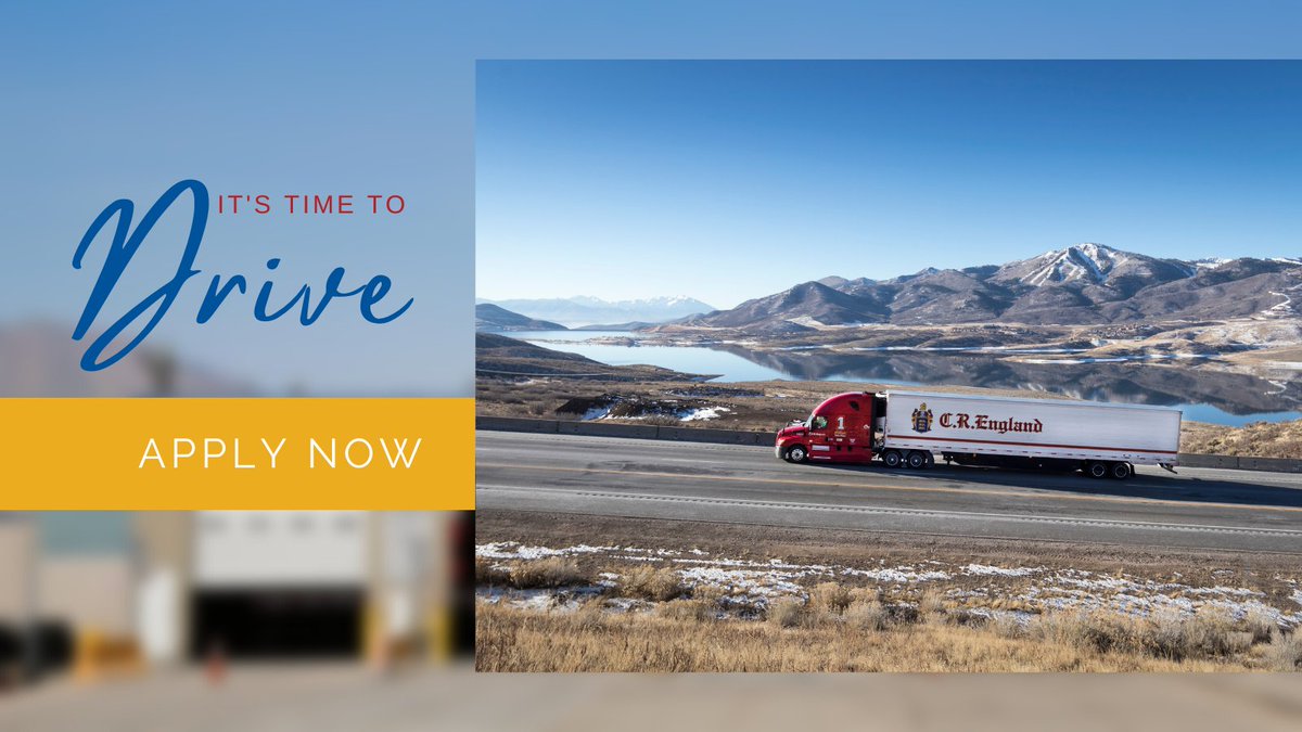 CREngland's tweet photo. It's time to drive at C.R. England! 🙌

Join an industry leader in trucking today at the link below! 👇
https://t.co/mCKsPPRz6c

#CREngland #TimetoDrive #DeliveringExcellence #HonorTheCrest #WeAreFamily https://t.co/9Bltp7ymVK