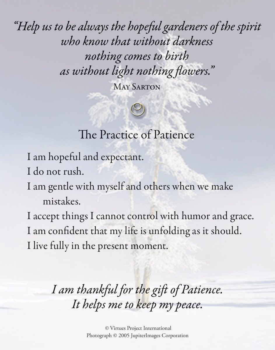 VIRTUE OF THE WEEK (9.26.22): Patience - Waiting peacefully. Quiet hope and faith that things will turn out right.
Sign up to receive the Virtue of the Week by email:
cfvi.net/programs/virtu…
