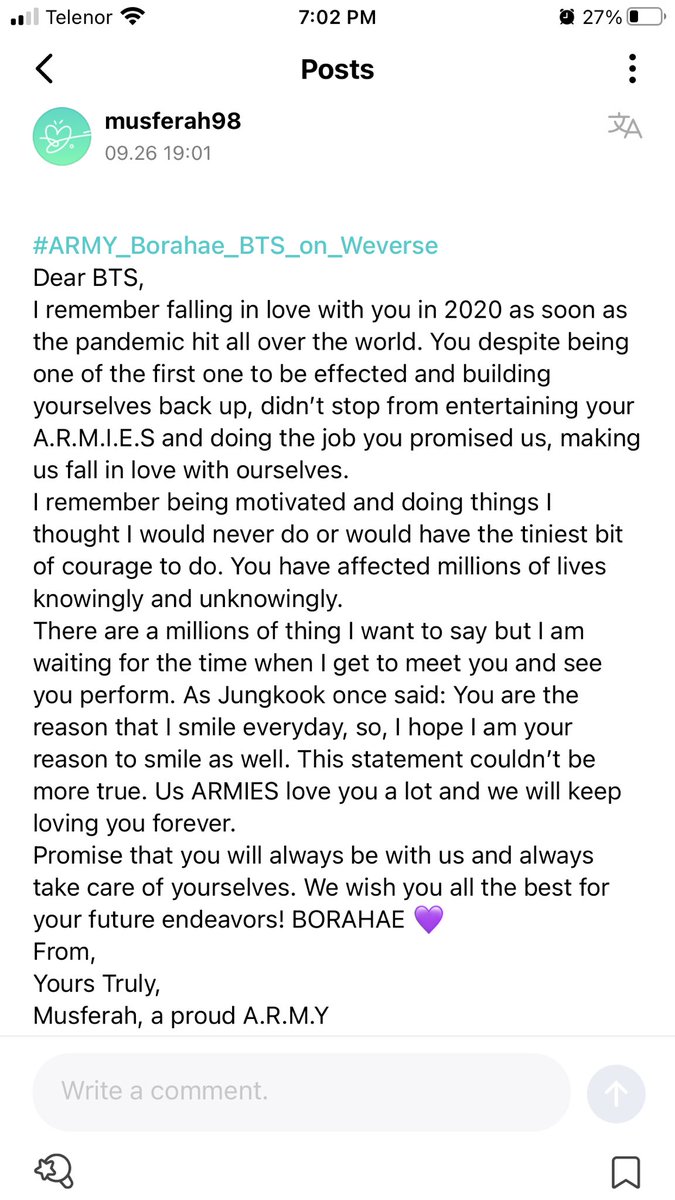 Musferah98's tweet photo. #ARMY_Borahae_BTS_on_Weverse     
Weverse Nickname: musferah_98 https://t.co/QNCYWRHP2T