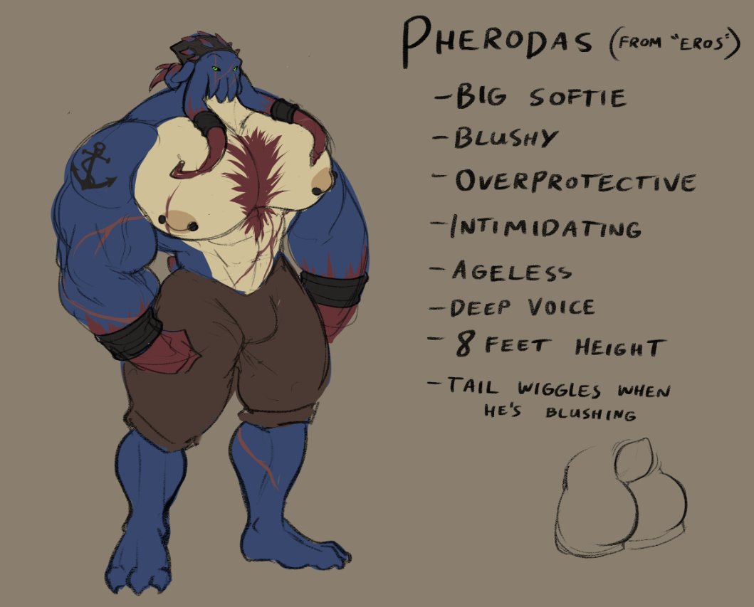 Entitropy's tweet image. Say hello to Pherodas, the big intimidating softie who is also Enti&apos;s illithid husband!

#Entitropy #OcPherodas