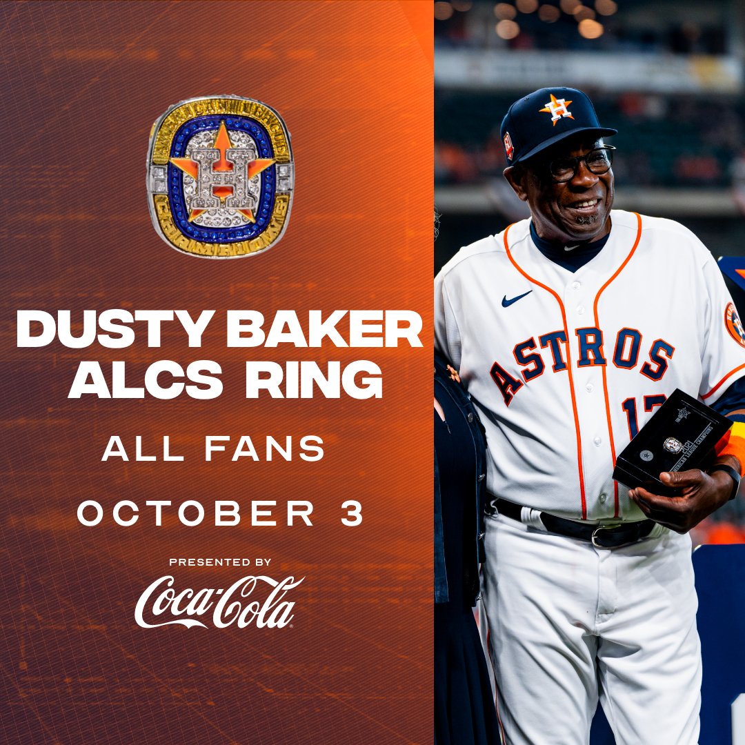 Houston Astros on X: Every fan will take home a Dusty Baker ALCS Ring next  Monday. Get your tickets at    / X