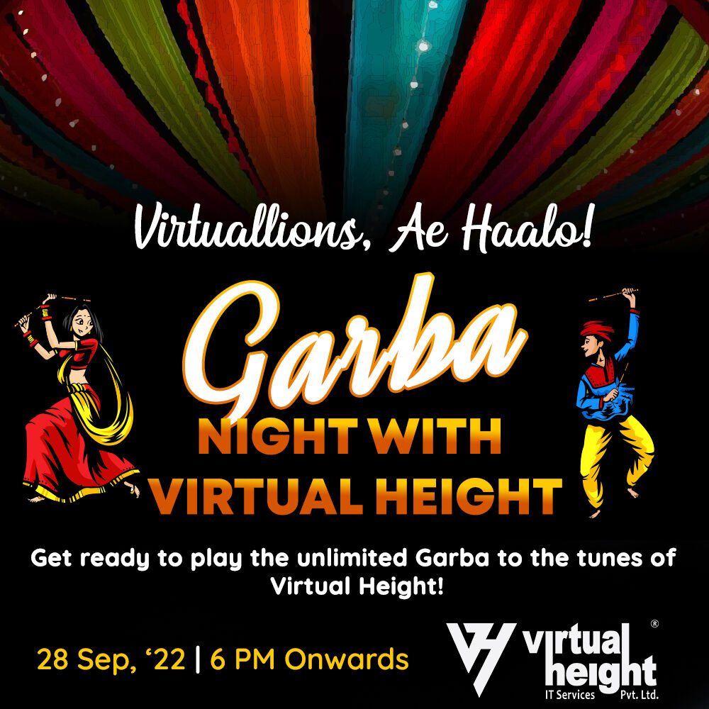VirtualHeight's tweet photo. Biggest Garba Bash! 🤩Get ready to groove with us for unlimited fun on Garba Night!
Virtuallions, celebrate a night of Navratri with never-ending Garba and indulge yourself in devotion, enjoyment & togetherness!
💃 What: Garba Night
📅 When: 28th Sept '22 | 6 PM Onwards
#LifeA https://t.co/I9mvSn2CX6