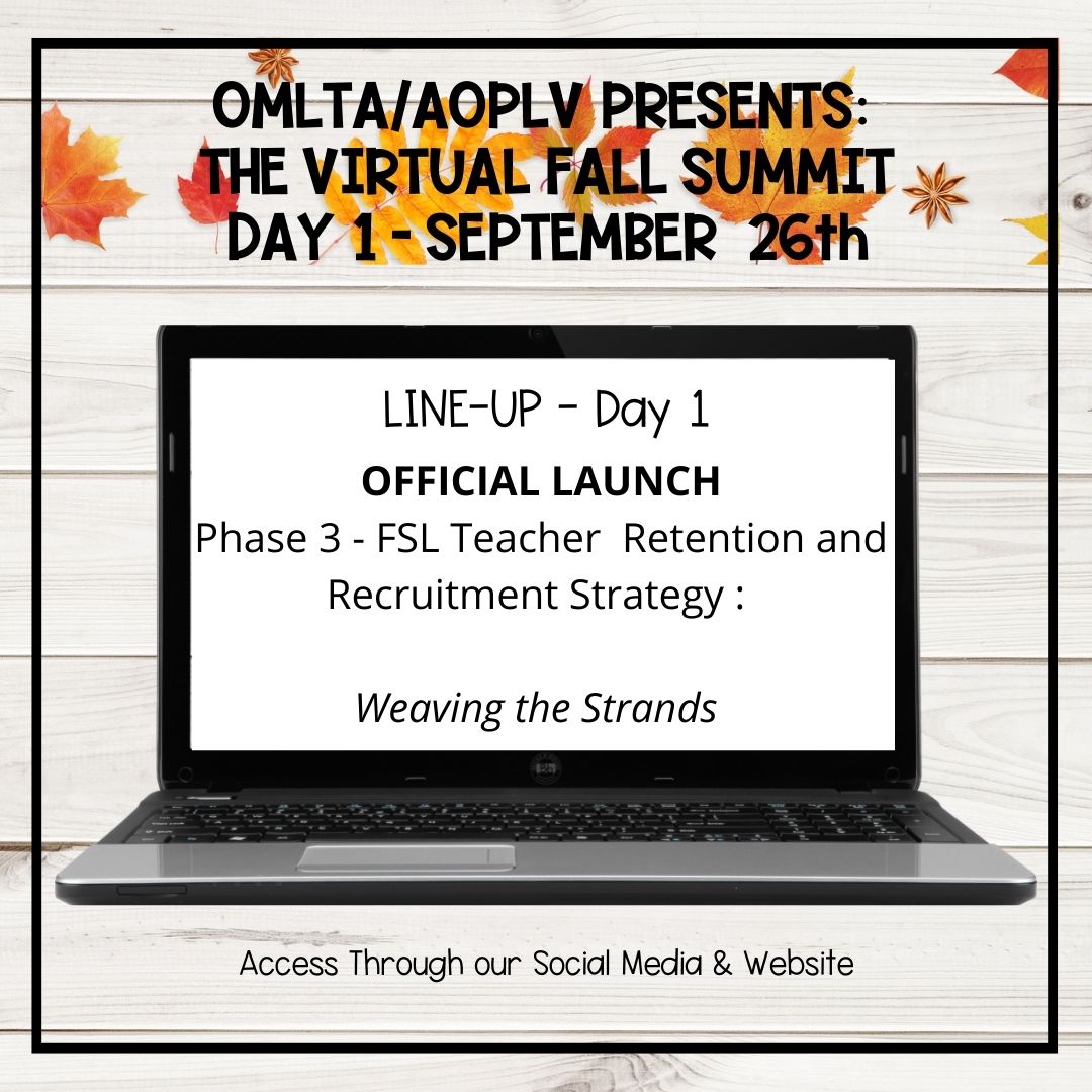 👀Day 1 of the #OMLTA Virtual Fall Summit has arrived. Registration is not required, and the event is free. 

Visit omlta.org to access Day 1 of the summit.