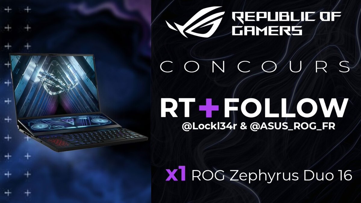 🥶 CONCOURS 🥶 Avec les frérots de chez Asus ROG, on vous fait gagner leur tout nouveau PC Portable, le Zephyrus Duo 16 ! Ses 2 écrans vous permettront d'être 100% efficace pour la rentrée #ad Pour participer : ✅ FOLLOW @Lockl34r & @ASUS_ROG_FR 🔄 RT ce tweet