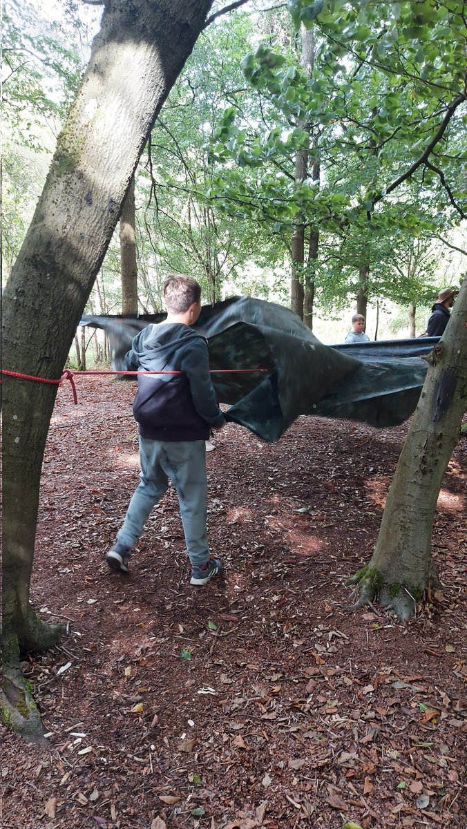 MissOliverMaths's tweet photo. @BHCS_Yr7camp shelters being built, progress is good! https://t.co/wUOkpZ7Ji9