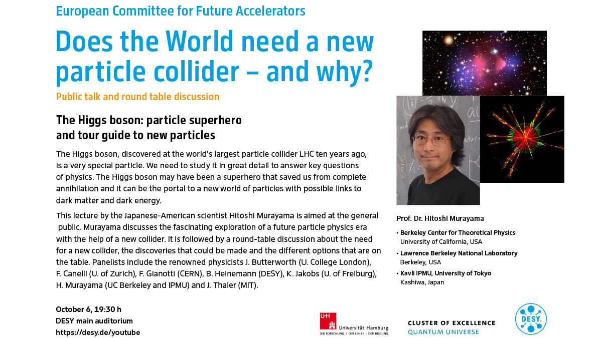 quunihh's tweet photo. Join us tonight!
Public talk and round table discussion
"Does the world need a new particle collider - and why?"  
⏰19:30 h 
📍DESY Auditorium
Webcast: https://t.co/oemMwkn1QA
#FutureColliders #ECFA
@desynews https://t.co/gU1fM5okJJ
