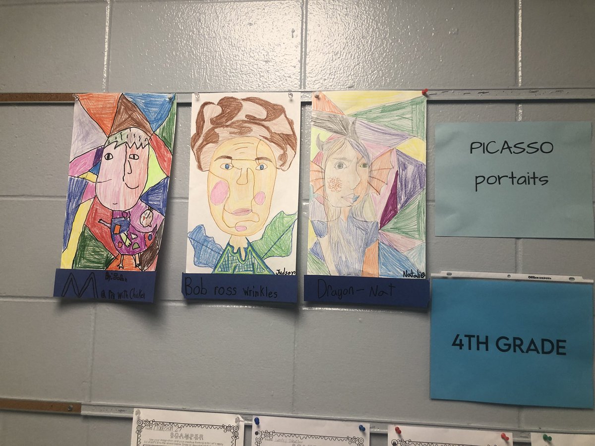 llamaclass's tweet photo. Amazing self portraits for our Picasso study by 4th Grade TAG! #cubism #pablopicasso #modernart https://t.co/aFmvCjxr8Q