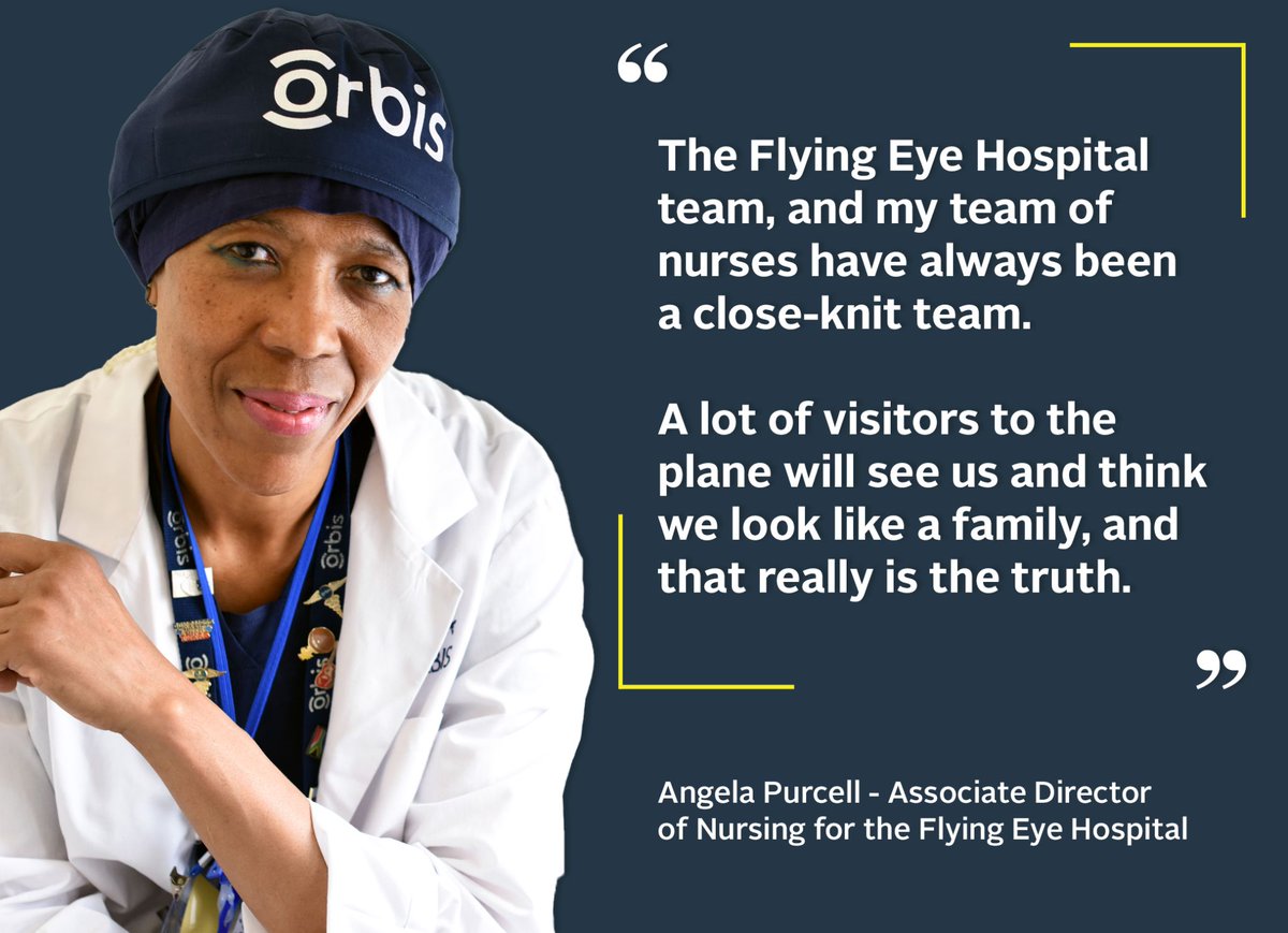 [🧵1/5] Thanks, @OrbisUK, for shining a spotlight on the wonderful Angela Purcell, Associate Director of Nursing for the Flying Eye Hospital ✈️ by sharing this heart-warming quote! 

Follow 🧵 to learn a bit more about her 😷👇