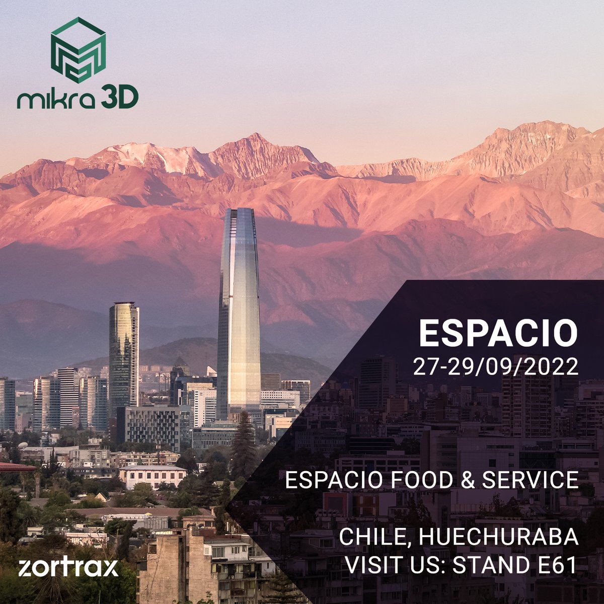 Zortrax_3D's tweet photo. Meet #Zortrax machines live at Espacio Food & Service 2022 in Chile. The Official Distributor #Mikra3D will showcase the line of desktop 3D printers #M200Plus, #M300Plus and #M300Dual. https://t.co/zddAbncHsZ