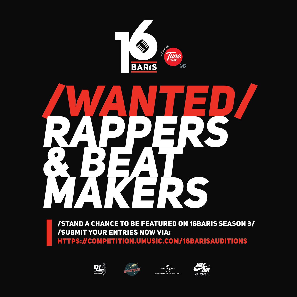 defjamsea's tweet photo. ⚠️ AUDITIONS ARE NOW OPEN ⚠️

Think you got what it takes to be on #16Baris Season 3? Now is the time for you to prove yourself for a chance to be featured on the biggest cypher show! https://t.co/gxlOUcbA7X