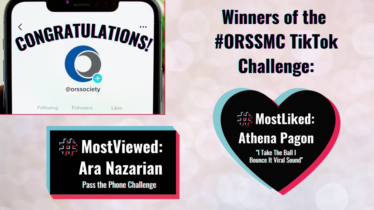 ORSsociety's tweet photo. CONGRATS to @NazarianLab &amp; @athena_pagon for winning most likes &amp; most views from the #ORSSMC TikTok Challenge!

Thanks to all who submitted &amp; participated! Keep an eye on #ORSTok for more content to come!
https://t.co/wSEvMwvHke https://t.co/d3mT2XIqhF