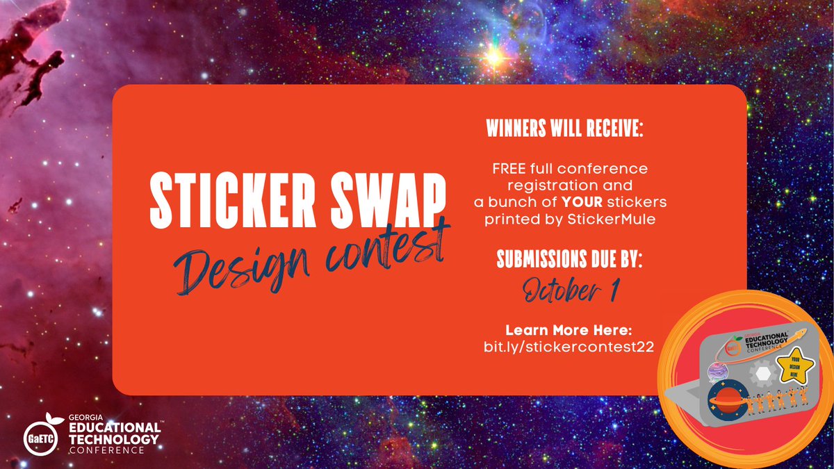 Calling all Creative Minds to get to the drawing board to design this year's #GaETC22 conference sticker! The winner will receive a FREE registration and your stickers printed from <a href="/stickermule/">Sticker Mule</a>. Complete the form and submit your entry by October 1st. 🎨🖌bit.ly/stickercontest…