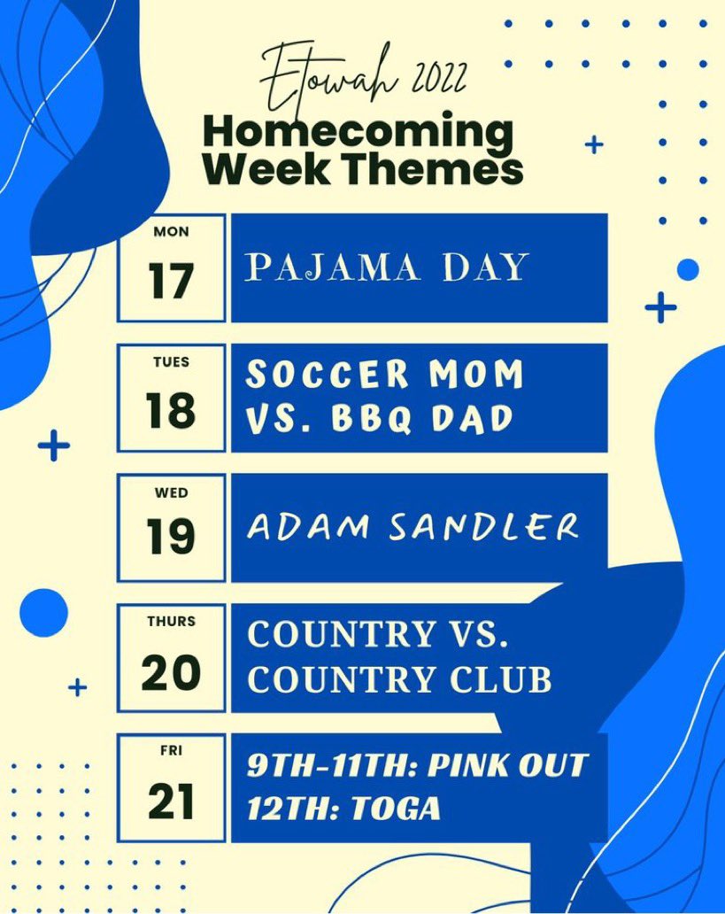 HOMECOMING WEEK THEMES!!!