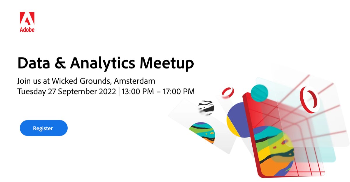 Wil jij alles uit je data halen? Tijdens de Data &amp; Analytics Meetup vertelt ons panel van experts jou precies hoe je dat het beste doet. We verwelkomen je graag bij Wicked Grounds in Amsterdam of volg de meetup online als dat beter uitkomt: adobe.ly/3xqgKaf