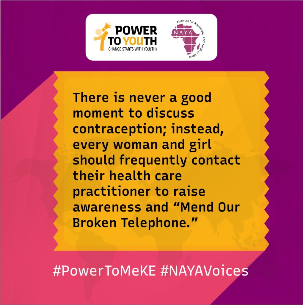 TheSarahOuma's tweet photo. The best time to seek contracetpion information was yesterday, the next best time is now.
#PowerToMeKE 
#NAYAVoices https://t.co/3p8VYG4YtK