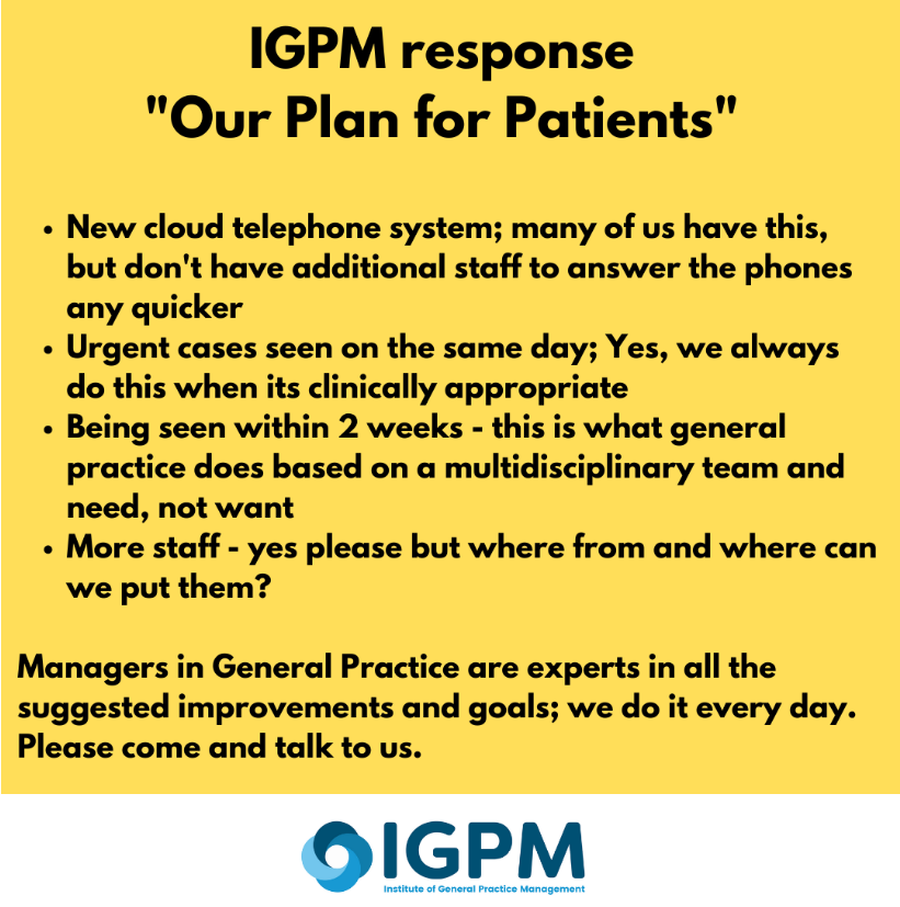 TheIGPM's tweet photo. Our response to "Our Plan for Patients" from the Government https://t.co/VUxVeBeW3k