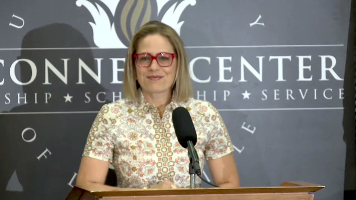 NoLieWithBTC's tweet image. Kyrsten Sinema is currently speaking at the McConnell Center talking about how proud she is to have “forged a friendship” with him “rooted in our commonalities.”

In 43 days, we can elect 2 more Democratic senators to make Sinema irrelevant &amp;amp; suspend the filibuster to codify Roe.