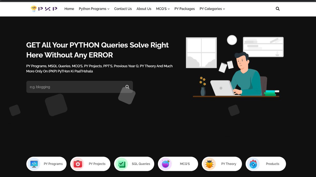 TechProgramer's tweet image. PKP is been created to help 10+2 students facing difficulties in computer science. we are their for you to provide all materials at one place. find class 11 and 12 python programs, my SQL queries, python projects, theories, MCQ's, and much more only on pythonkipaathshala.blogspot.com.
