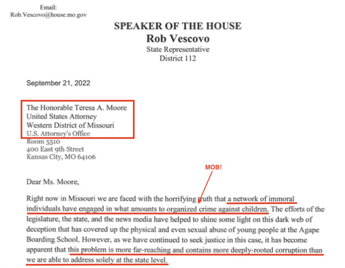 ericgarland's tweet image. I have a copy of MO House Speaker Rob Vescovo&apos;s letter to DOJ. It&apos;s a first for this state. Let&apos;s explore!

1. He intones the words &quot;ORGANIZED CRIME.&quot; 
Correct.

2. He notes that Missouri is so corrupt, its Attorney General and state courts cannot save us. 
Correct.