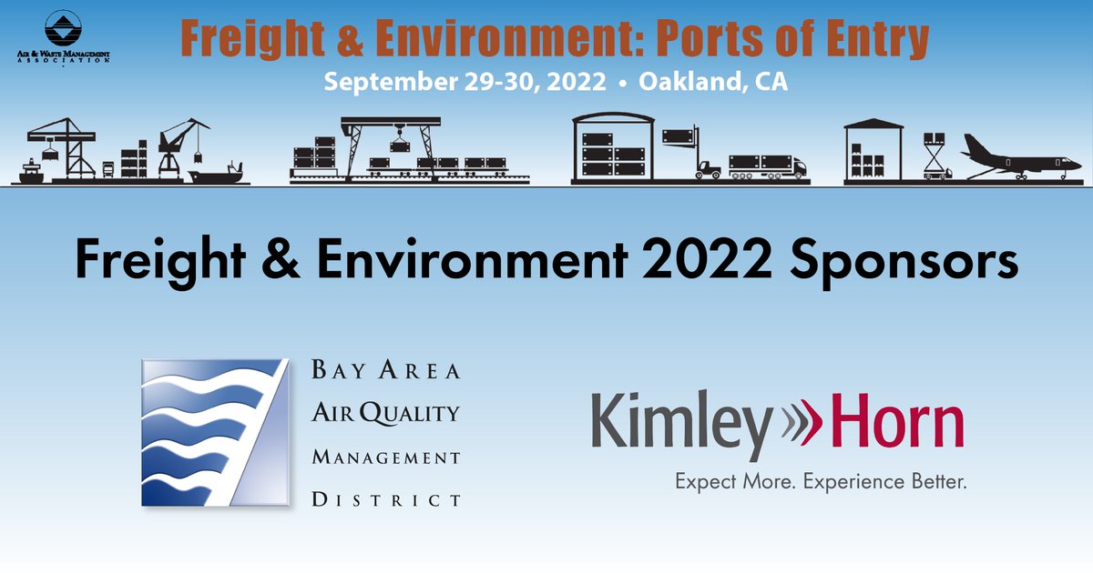 AirandWaste's tweet photo. Thank you to @AirDistrict (General Sponsor) and @KimleyHorn (Bronze Sponsor) for supporting this week's #AwmaEnvFreight Conference in Oakland, CA! https://t.co/duQe702LjR