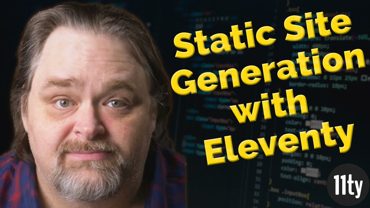 ShawnWildermuth's tweet photo. Just released a new Coding Short video: Static Site Generation with @eleven_ty 

https://t.co/tArH9euZPu 

#staticSiteGeneration https://t.co/2efFJJTsFS
