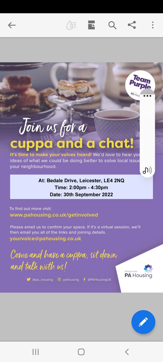 Residents of Bedale Drive, we cannot wait to see you so we have brought forward our Cuppa and Chat to this Friday @pa_housing so please come along and say hi! #teampurple <a href="/RajSharmaHouse/">Raj Sharma (He/His)</a> #neighbourhood23