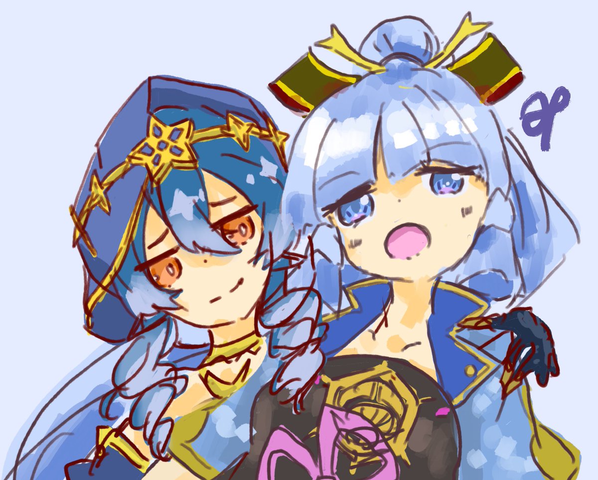 神里綾華「レイラちゃんと綾華ちゃんRkgk#原神 #神里綾華 」|みりかれっとさん/み(椿印の’み‘)のイラスト