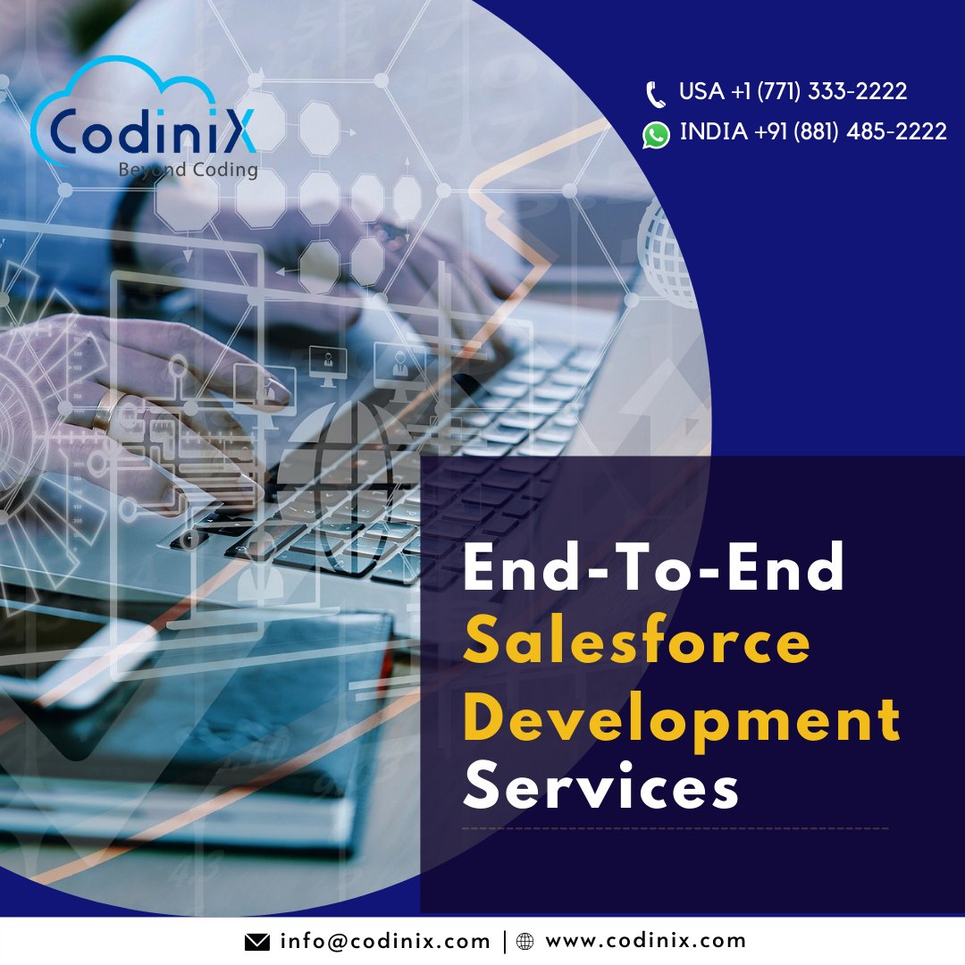 CodinixC's tweet image. End-to-end Salesforce Development Services 

Call us now: +1 (771) 333-2222, +91 (881) 485-2222

#salesforce #hiresalesforceexperts #hiresalesforcedevelopers #hiresalesforceconsultant #salesforceexperts #salesforcedevelopers #salesforceconsultant #salesforceexpertsforhire