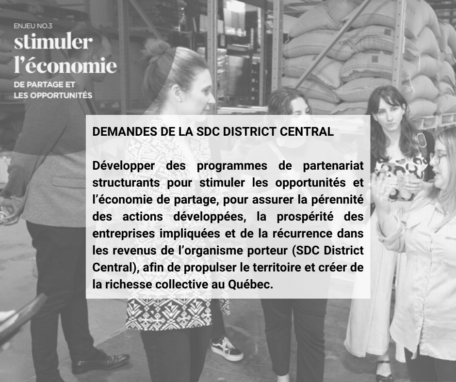 sdc_dc_mtl's tweet photo. La SDC District Central demande au gouvernement du Québec de développer des programmes de partenariat structurants qui permettront de propulser le territoire et créer de la richesse collective au Québec. https://t.co/gHq1oj7CGy