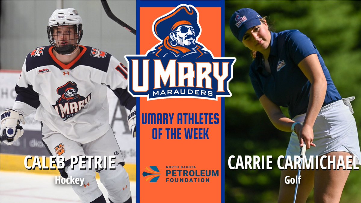 umarysports's tweet photo. This week's North Dakota Petroleum Foundation UMary Athletes of the Week are Caleb Petrie of @UMaryMHockey and Carrie Carmichael of University of Mary Golf. Congratulations! https://t.co/bBe8DCNyso